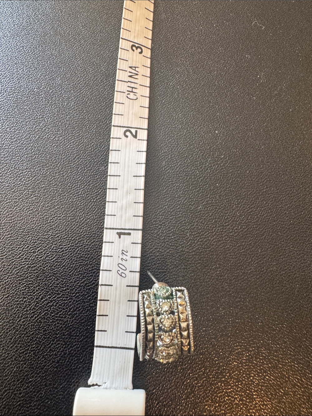 Silver-Tone Rhinestone Hoop Earring with Crystal Accents
